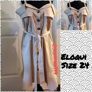 Eloquii khaki cold-shoulder dress size 24 NWOT
